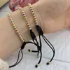 Adjustable Woven Cuff Bracelet Women Hamsa Evil Eye Charm Hand Metal Beads Braided Rope Bracelets Jewelry