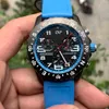 B￤sta kvalitet casual watch Black Dial Vk Battery Chronograph Quartz Movement armbandsur M￤nklockor p￥ orange gummiband DP Factory Super Luminous 2021 Ny modell