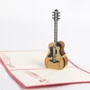 Gitar tebrik kartları doğum günü partisi süslemeleri şekeri müzik severler için hediye kuşe kağıt 3D pop up gitar