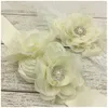 ソリッドカラー造花サッシとヘアバンドセット輝く真珠のラインストーン花の女性ベルトレースヘッドバンドの休日の装飾