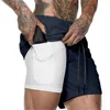 Snabbtork 2 i 1 Män Dubbeldäck Sport Running Shorts Aktiv träning Övning Jogging Shorts med längre liner Andas C0222