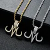 Hip Hop Cubic Zirkoon Brief M Hanger Mannen Ketting Hoge Kwaliteit Rock Chain Luxe Sieraden Q0531