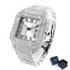 Orologio quadrato Ice Out Diamond Hip Hop Hot Men Quadrante al quarzo Orologi al quarzo impermeabili Droshipping Reloj Hombre