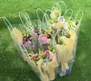 Trapezoidal waterproof transparent gift bags plastic PVC Flower shop packaging bag Party holiday flowers bags
