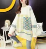 H.SA Automne Pull Sweater Femmes Modèle à carreaux Mode Basic Casual Top Top Top Femme Femme À Manches longues Coréen Oversize Jumper 210716
