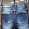 Printemps et été hommes déchiré Jeans à la mode marque jeunesse Stretch coupe régulière Denim pantalon mâle mince jambe droite pantalon 210531