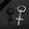 316L Stainless Steel Body Piercing Jewelry Dangle Cross Earring Hoops Water Drop Pendant Hoop Earrings for Men and Women