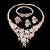 Afrikanska pärlor smycken set nigeriansk kvinna bröllop halsband armband örhängen ring märke dubai guld färg kristall smyckesuppsättningar