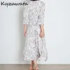 Kuzuwata v pescoço manga longa slim pulôver dres cintura alta cintura alta quadril uma linha longa vestidos mola robe 210729
