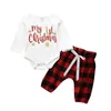 Canis Höst Min första jul Baby Boy Girl Newborn Xmas Kläder Set Långärmad Romper Byxor Outfit G1023