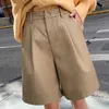 Angleterre Style Pu Cuir Shorts Femme Haute Qualité Large Jambe Faux Taille Plus Taille Pantalon Court Lâche Femmes 210724