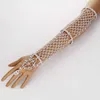 Oświadczenie Kobiet Pave Crystal Rhinestone Arm Chain Chain Ring Cuff Bransoletka Ślubna Bridal Celebrity Belly Tancerz Biżuteria Q0717