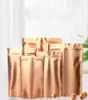 Multi-sizes Rose Pink Gold Standing Coffee and Tea Packing Bags Resealable Zipper Sealing Beans Power Pakaging Bag 3 Sides Seal One Color Logo can be on it