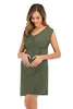 2020 Sukienki macierzyńskie Odzież ciążowa Rękawna sukienka Ciąża Casual Solid Deep O Neck Sukienka w ciąży Dla kobiet w ciąży Y0924