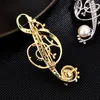 Épingles, Broches Élégant Rétro Perle D'eau Douce Broche Pin Collier Vêtements Accessoires Zircon Costume Homme Note De Musique Bijoux De Luxe