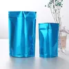 400pcs Aluminiumfolie Blå Standup Förpackningspåsar Återförsäljbar Mylar Packing Pouch Olika Storlekar Ziper Lock Food Storage Bag