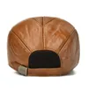 Hommes véritable cuir de vachette casquettes d'oreille mâle automne hiver 100% véritable cuir de vache chapeaux nouveau décontracté en cuir véritable casquette de baseball en plein air Q0911