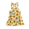 1-6 T girls dress New Infant Baby Girls Sunflower Print Sleeveless Backless Floral Dress Outfits vestido Q0716