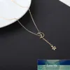 Mode Stern und Mond Halskette Anhänger Gold Farbe lange Schlüsselbein Kette Halskette Halskette für Frauen elegant süßen Stil