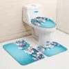 Bath Mats 3pcs/Set Bathroom Mat Spring Fresh Flowers Butterfly Pink Flower Purple Tulip Daisy Bathtub Toilet Carpet Non-Slip Rug Decor