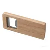 Hot 150 stks Hout bierflesopener roestvrij staal met vierkante houten handvat Openers Bar Keuken Accessoires Party Gift T500467