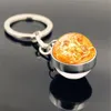 Solar System Double Sided Glass Ball Keychain Pendant Moon Earth Mars Key Chain Bag Decoration Metal Keyring