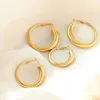 Hoop & Huggie Stainless Steel Geometry Hollow Earrings Trendy 2021 Simple Female Plated Gold For Women Earing Trend Designer Jewelry