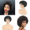 Malaysiska kort afro kinky lockigt mänskligt hår peruk för svarta kvinnor ingen spetsmaskin gjord remy peruk naturlig