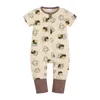 Kortärmad baby rompers djur dinosaurie tryck baby pojke kläder jumpsuit sommar onesie spädbarn baby flickor nyfödda kläder