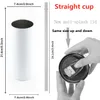Sublimation DIY Cups 20oz black white Tumblers with lid straw Stainless steel drinking cup vacuum insulated Mug sea ship RRB11099