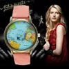 Move2020 Fashion Watch Women Men Unisex Clock Vintage Mini Casual World Map Klockor med flygplans Ring Analog Plane Quartz