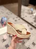 2022 Sandaal Dames Platform Sandalen Verbeterde Etnische Canvas Mode Zomer Casual Strand Slippers