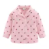 Mudkingdom Strawberry Girls Pajamas Set Lace Collar Long Sleeve Cotton Children PJS Outfit for Girl Sleepwear Kids Homewear 211130