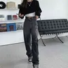 Vintage Jeans für Frauen Frau Lange Hosen Weibliche Lose Streetwear Chic Hohe Taille Grau Hohe Taille Freund 210809