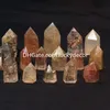 10Pcs Real Tibet Himalayan High Altitude 6 Sided Single Terminated Gold Rutilated Crystal Point Tower Quartz Wand Obelisk 2-5cm Random Size