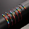 2 PCS Couple Bracelet For Women Lover Rainbow Evil Eye Beaded Braided Rope Turkish Charm Friendship Jewelry Valentine's Day Gift