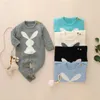 Newborn Baby Clothes Rabbit Animal Knitted Baby Romper Girls Autumn Winter Toddler Romper Cotton Infant Baby Jumpsuit For Boys 210226