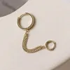 Kreatywny Dwa Hole Hoop Huggie Piercing Kolczyki Dla Kobiet Kryształ Cyrkon Metalowy Kolor Łańcuch Kolczyk Biżuteria