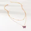 Pendant Necklaces Luxury Women Butterfly Female Colorful Rhinestone Gold Chain Simple Choker Necklace Jewelry For Girls