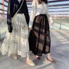 Tigena 90cm Bohemian Long Maxi Skirt Kvinnor Sommar Koreansk Fashion Print Chiffon Kvinna Boho Sun High Waist 210629