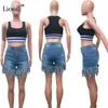 Liooil Neon Tassel Jeans Shorts Women 2021 Summer Summer High Weist Cotton Jean Short Plus Size Sexy Denim Sexy Club 210301