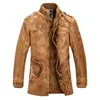 Men's Leather & Faux Standing Collar High Quality Jacket For Men Slim Warm Mens Washed Motorcycle Biker Jackets