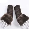 フィンガーレスグローブ女性暖かいスタイリッシュな手冬ミトンレディースフェイク毛果肉のかぎ針編みの手書きの手袋