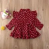 1-7Y enfant en bas âge enfant bébé filles volants robe mignon point à manches longues Tutu robes pour filles automne printemps enfants fille robe Costumes Q0716