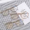 Femmes Full Metal Round Lunettes de soleil Frames Slim Style Big Eyes Lunettes d'école