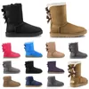 Fourrure neige luxe designer femmes filles hiver wgg Australie bottes s'agenouiller demi-longue cheville noir châtaigne café chaud bailey bow boot taille 36-41