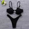 Set sexy nuove donne sexy set di slip solidi push-up reggiseno imbottito fasciatura a vita alta perizoma fondo slip set lingerie da donna biancheria intima babydoll L2304