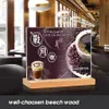 A6 T Vertical Shape Magnetic Table Card Wood Stand Holder Display With Wooden Base And Acrylic Faceplate Board For Retail Store