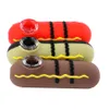 Fumando tubos de cachorro -quente silicone tubo bubbler dab plataforma mantida mini tubo de mão com tigela de vidro