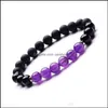 Perles, brins bracelets bijoux bracelet naturel 8mm améthyste givré noir agate mélange acier inoxydable énergie pierre poignet bijoux goutte livraison